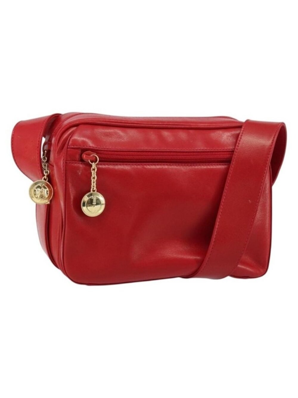 Authentic GUCCI Shoulder Bag Leather Red Gold